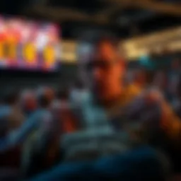A frustrated bettor holds losing betting tickets while watching a game on TV, showing disappointment over unexpected losses.