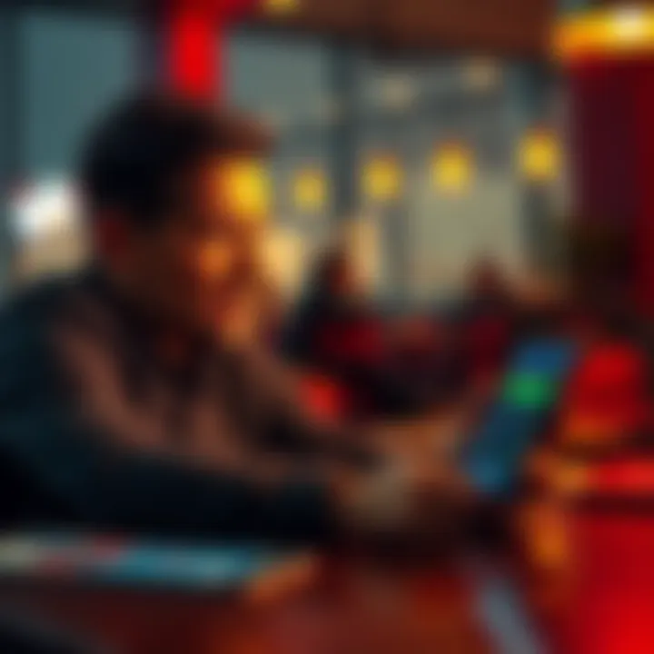 A person sitting at a table, looking frustrated while checking their betting app on a smartphone, with a clear indication of a betting cap displayed on the screen.