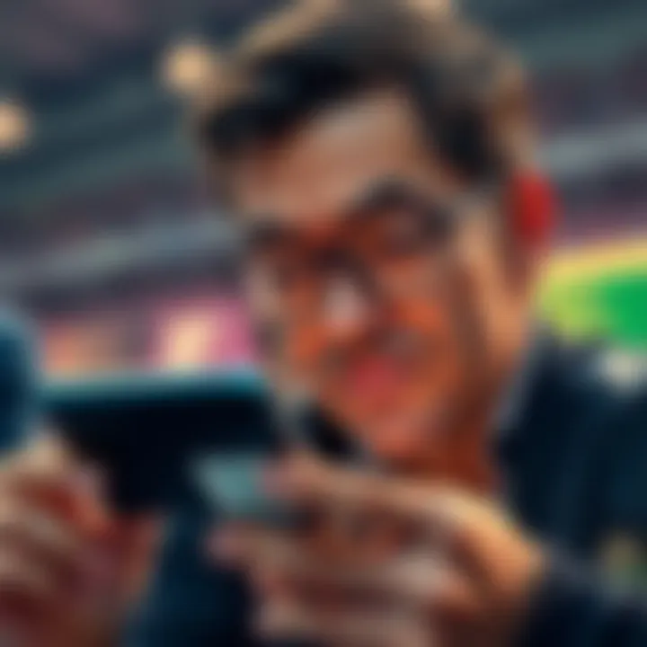 A stressed bettor looking at a phone with a refund notification and a disappointed expression, symbolizing a failed wager.