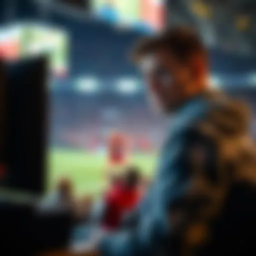 Frustrated bettor watching a game A frustrated bettor watches a match on TV, disappointed by an injury affecting the game's outcome