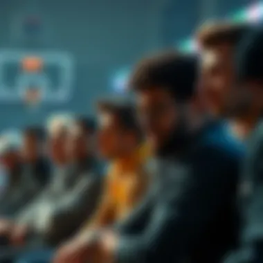 A group of bettors looking disappointed while watching a basketball game featuring Paolo, showing frustration on their faces as they watch his inconsistent performance.