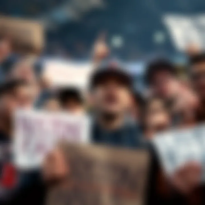 A group of fans showing frustration while watching a Boston game, with signs and expressive faces