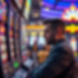 A frustrated player looking at a slot machine with a disappointed expression, symbolizing declining casino rewards.