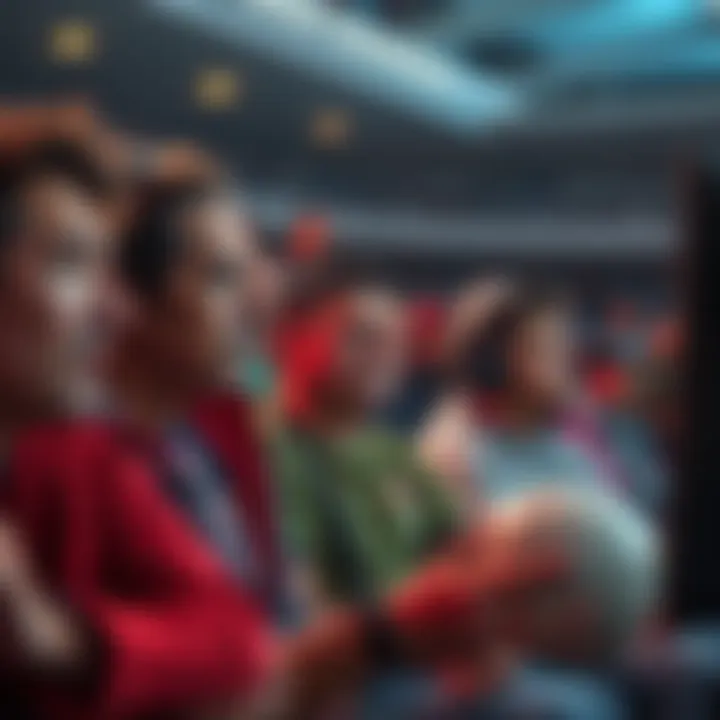 A group of fans showing disappointment while watching a sports game on TV