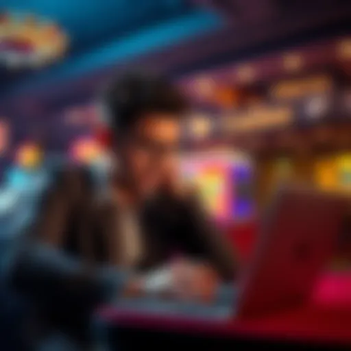 A person looking stressed while using a laptop to check their online casino account, showing frustration over unpaid winnings.
