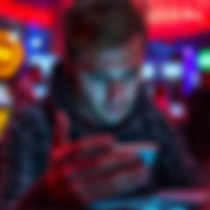 Frustrated gambler looking at their phone A person looks distressed while checking their phone, reflecting on recent gambling losses.