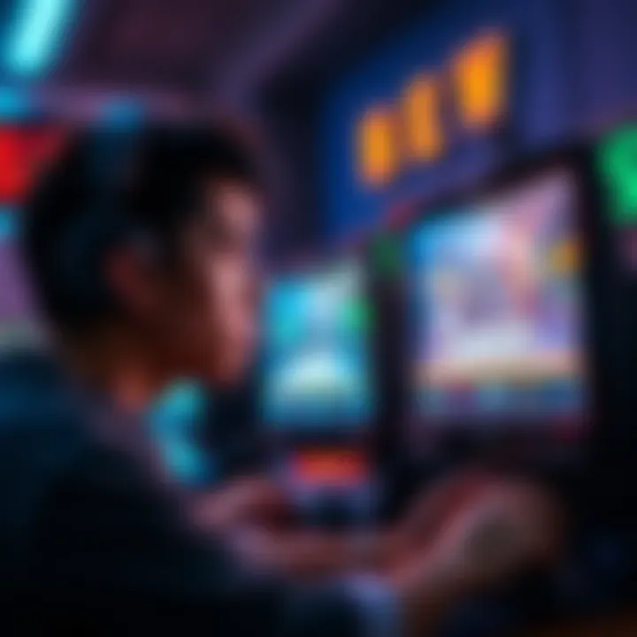 A gamer with a worried expression staring at a video game screen that shows a loss, symbolizing feelings of unfairness in gaming.