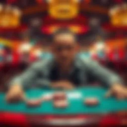 A high roller sitting at a gambling table looking disappointed after reaching Plat IV, with empty bonus chips in front of them.