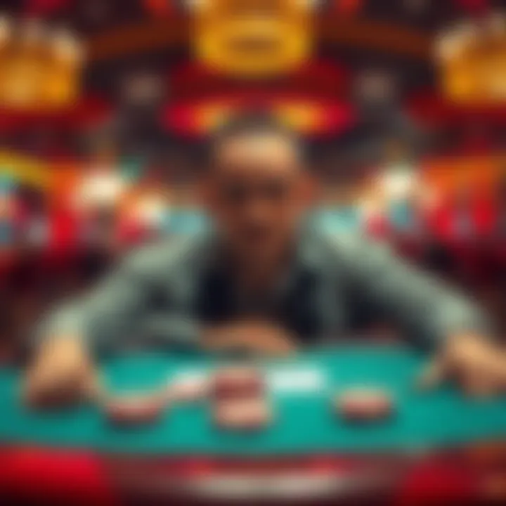 A high roller sitting at a gambling table looking disappointed after reaching Plat IV, with empty bonus chips in front of them.