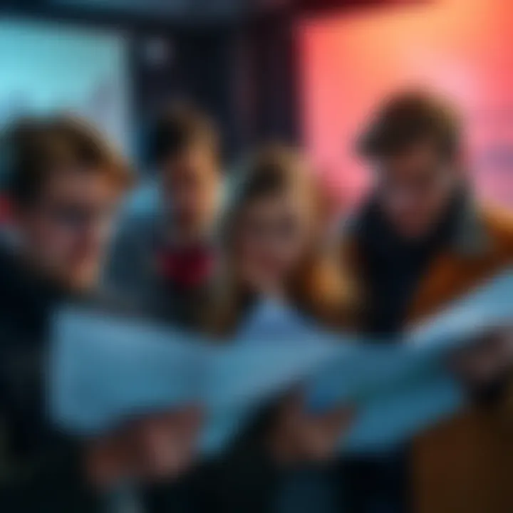 A group of people examining charts and graphs, showing expressions of confusion and frustration over monthly estimates before official data is released.