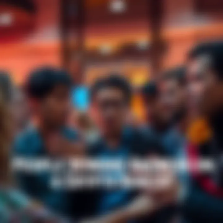 Frustrated People Discussing Crypto Bonus A group of people talking animatedly about the delayed Crypto bonus, showing expressions of concern and confusion.