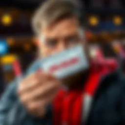 A disappointed man holds a Mega Millions ticket with a sad expression, representing his loss after spending $25 on tickets.