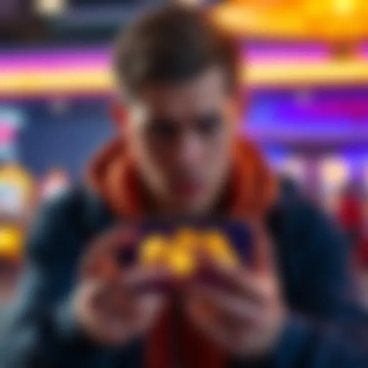 A player looks disappointed while holding a smartphone showing Crown Coins, expressing dissatisfaction with the online casino experience.