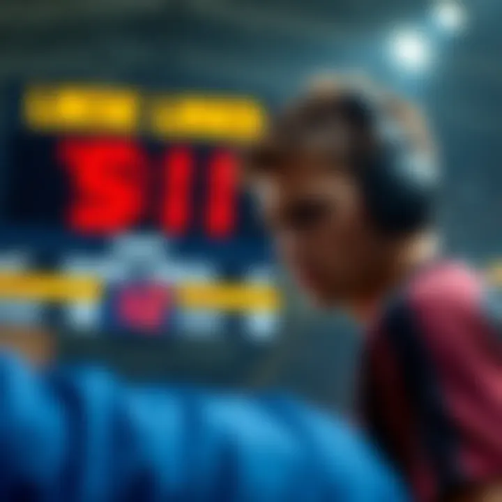 A player shows frustration after losing a competition by one leg, with a scoreboard displaying the close score in the background.