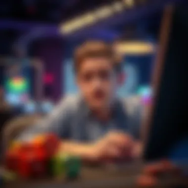 A player looks disappointed while playing at an online casino, showing concern over bonuses and support.