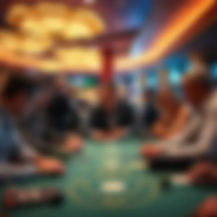 Frustrated players at a casino table Customers showing frustration at a slow table game in Windcreek Casino, with a dealer working at a card table.