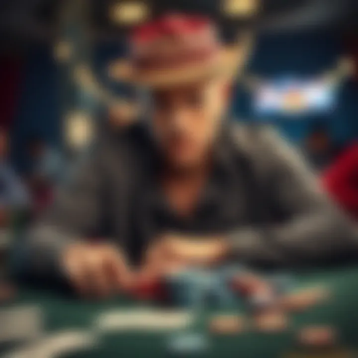 A Texas poker player looks frustrated while seated at a table, surrounded by cards and chips, highlighting a seating dispute.