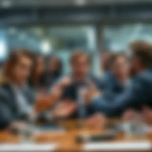 Stakeholders expressing frustration over a missed measure, with concerned faces and hand gestures in a meeting room setting.