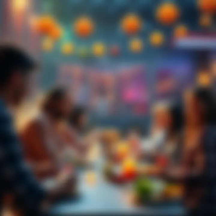 People guessing and engaging in a feast-themed game