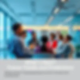 A group of diverse people discussing trends and societal changes in a modern meeting space.