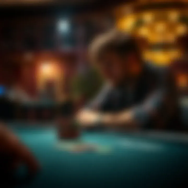 A person sitting at a table, looking thoughtfully at a stack of poker chips, symbolizing the end of their gambling journey.