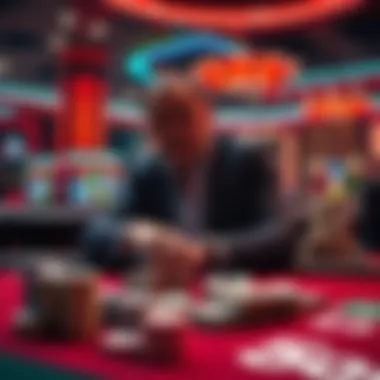 A person at a betting table with stacks of cash preparing to place a large wager instead of buying lottery tickets.