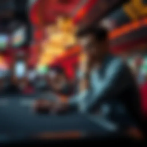 A person sitting at a casino table, contemplating whether to quit gambling or pursue VIP status, with chips in front of them and a thoughtful look on their face.