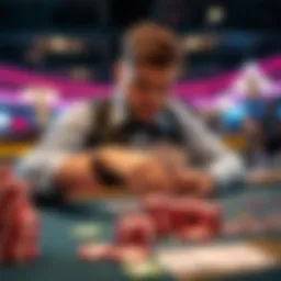 A gambler placing a $264 inside bet at a live table, with chips and cards visible, focused on the game.