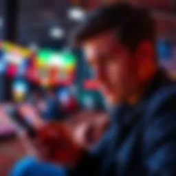 Gambler Reflects on Lost Bets A person looks disappointed while checking betting results on a smartphone, contemplating their losses and adjusting privacy settings.