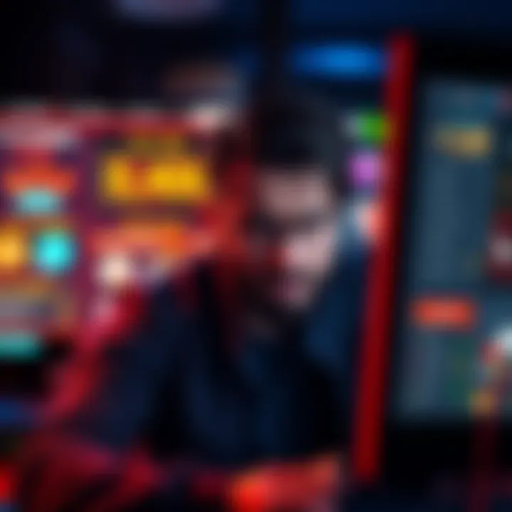 A person looking at a computer screen with gambling offers and promotions from crypto casinos, expressing frustration and concern.