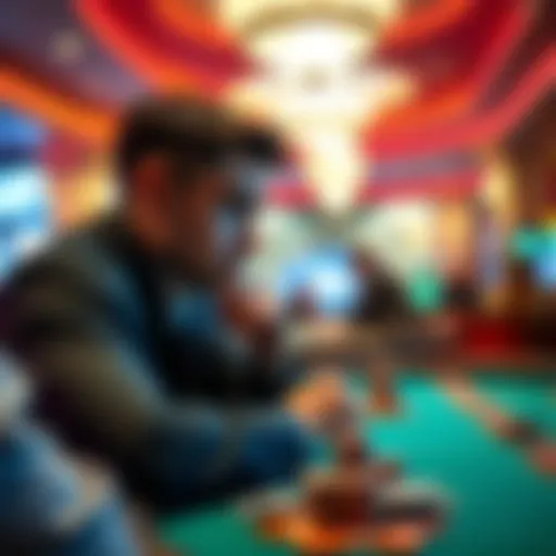 A person at a casino table looking thoughtfully at their chips while weighing a decision on whether to continue betting or cash out.