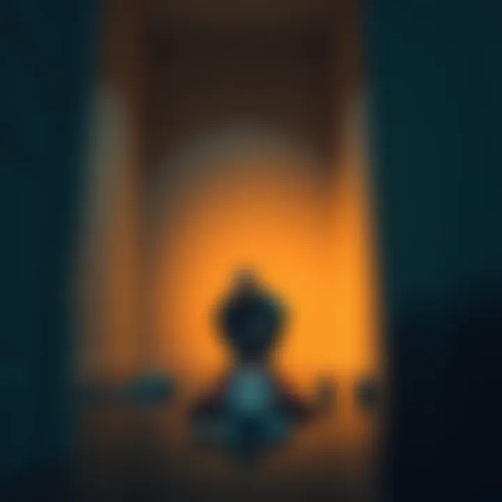 A recovered gambling addict sits in a quiet room, looking thoughtfully at the ground, symbolizing their journey through addiction.