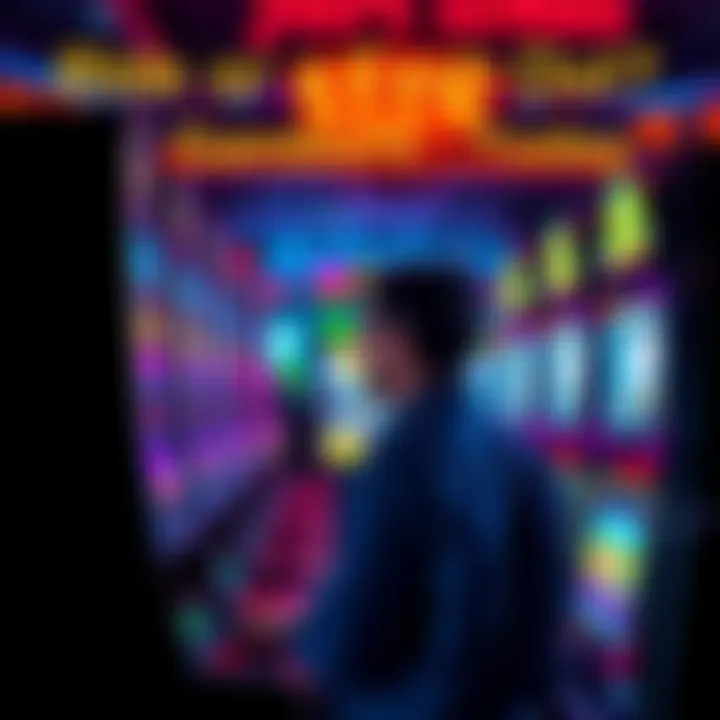 A person hesitates at a slot machine, pondering whether to continue playing or cash out their winnings.