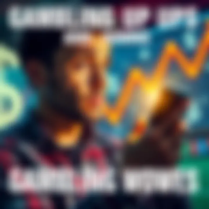 A person looks stressed while checking their betting account on a smartphone, with money symbols and a graph showing losses in the background.