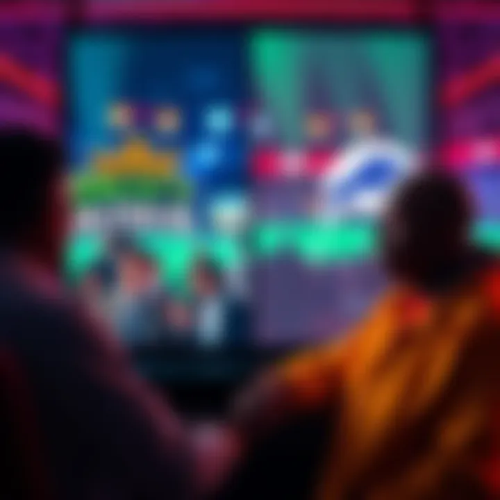 Gamblers Choosing Between DraftKings and Kalshi A split screen showing a person using DraftKings on one side and Kalshi on the other, illustrating the choices gamblers have in 2025.