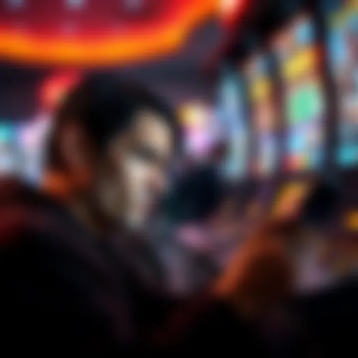 A person looking stressed while viewing various gambling advertisements on their phone, reflecting the struggle of managing urges during recovery from addiction.