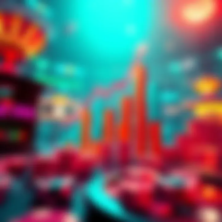 A graphic showing rising charts and digital casino elements reflecting changes in the gambling industry