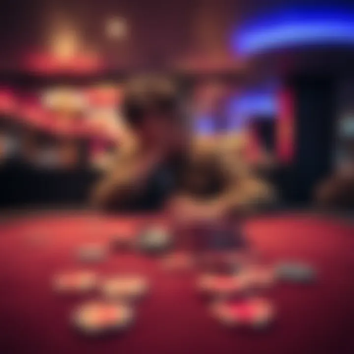 Gambling Loss Reflection A person sitting at a table with empty gambling chips, looking pensive and worried about their financial losses.