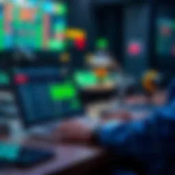 A person working on a laptop with sports betting graphics on the screen, planning a gambling website for live events