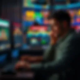 A distressed individual sitting at a computer with gambling websites open, showing signs of stress and financial burden.