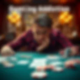 Individual looking distressed while surrounded by playing cards and gambling chips, symbolizing the struggle with gambling addiction