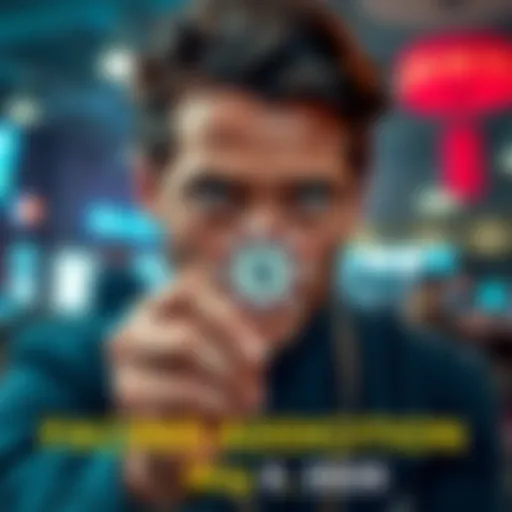 A person with a distressed expression holds a gambling chip, symbolizing the struggle with gambling addiction