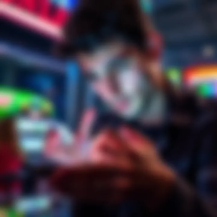 A person looking at a gambling app on their smartphone with a worried expression, surrounded by images of losing money