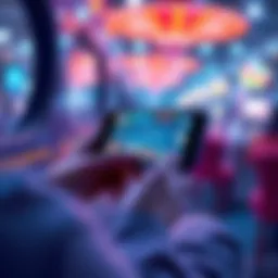 A person using a smartphone to play gambling games while traveling