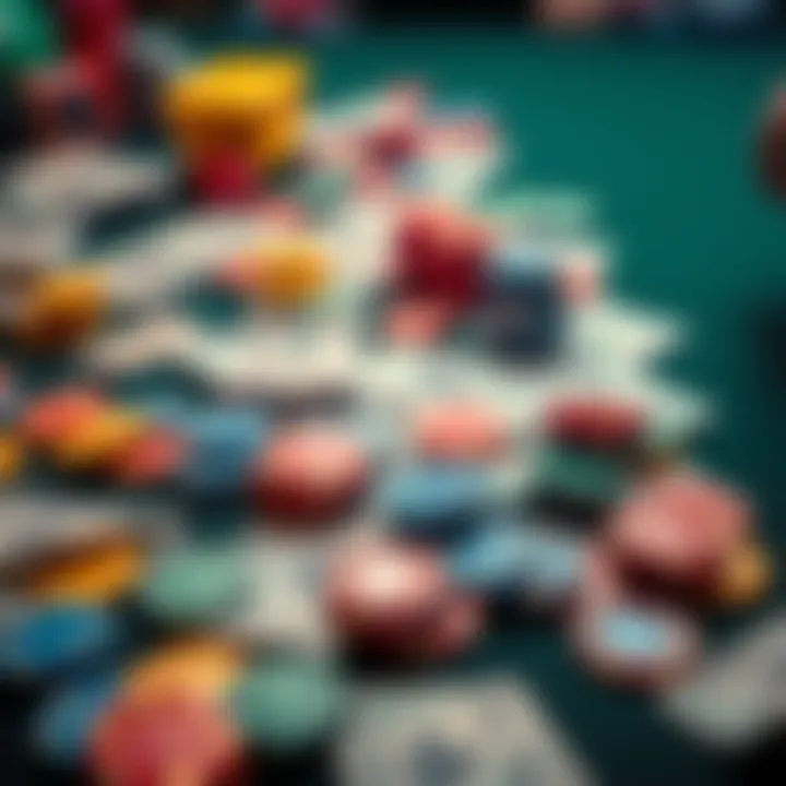 A scene showing colorful gambling chips and cash scattered on a table, representing a high-stakes gamble gone wrong.