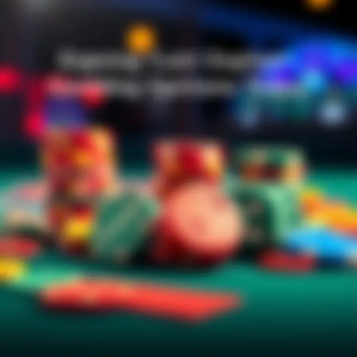 A close-up of colorful gambling chips and dice on a casino table, representing different gambling options available.