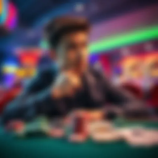 A person pondering whether to cash out or keep gambling their winnings, with chips and cash on the table