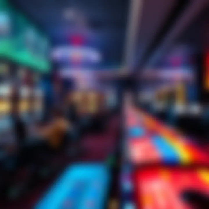 People enjoying various forms of gambling at a modern casino, showcasing machines and tables filled with players.