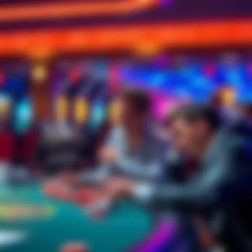 A person at a casino table celebrating a win with chips in hand, while another person looks disappointed next to them.