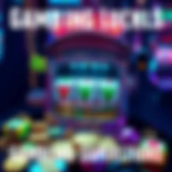 A close-up of a slot machine with lucky charms and symbols around it, representing gambling superstitions.